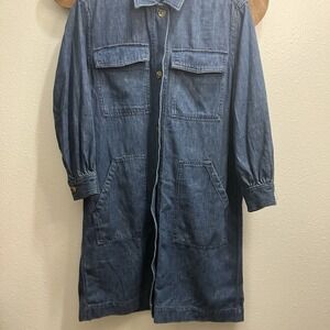 Free Assembly Women's Large Utility Denim Mini Shirtdress Missing Belt